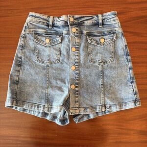 Miou Muse Skort Women‎ Medium Mini Button Down Cowgirl Core Denim Summer Short